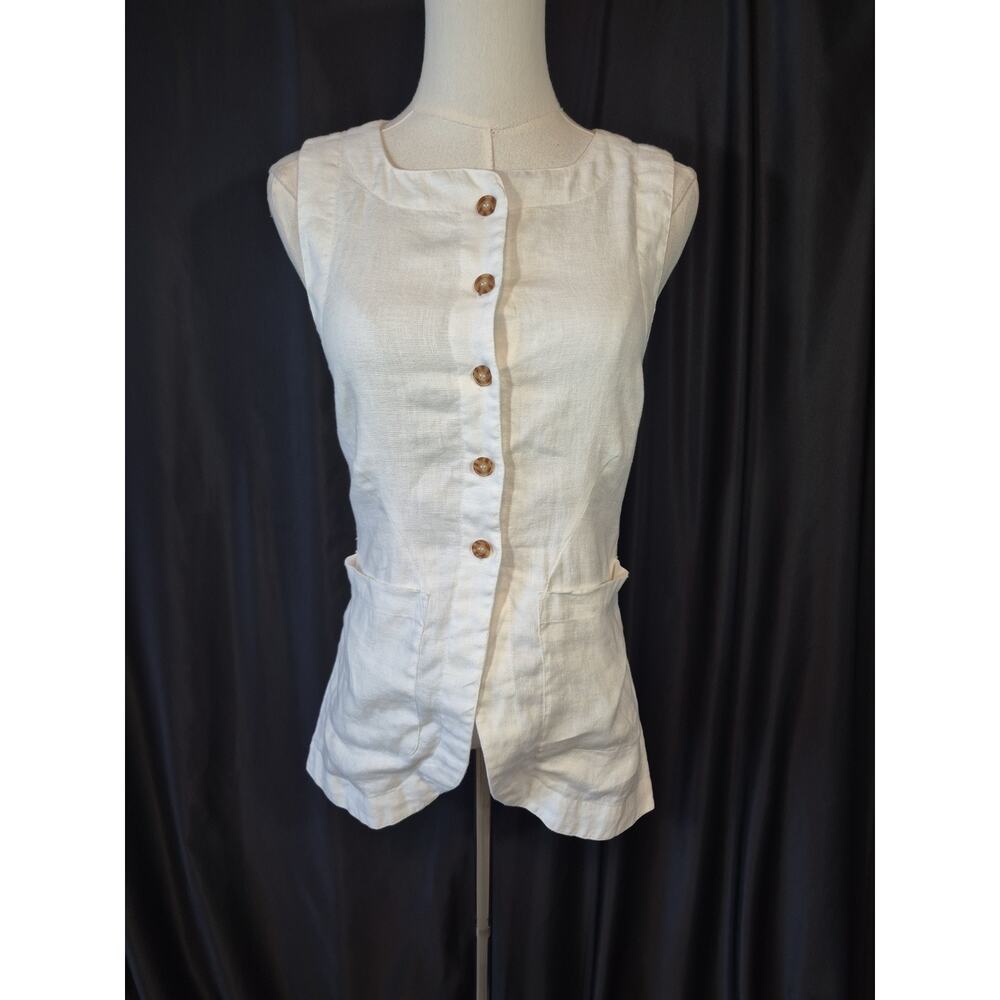 Posse Linen Ivory Emma Vest Button Down XXS Women's - Picture 4 of 12